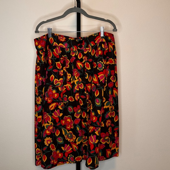 Modcloth Vibrant Floral A-Line Skirt - Black and Multicolor - Picture 2 of 12
